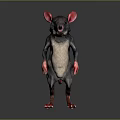 3D Model Rat Standing With Red Ears Red Paws Black Body And Light Belly