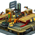 Modern Conveyor Isometric Mechanical Robot Assembling Conveyor 3d model