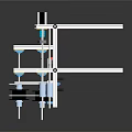 Multi Layer Industrial Equipment With White Frame Black Base And Blue Components