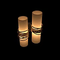 Modern Wall Sconces with Beige Fabric Shades and Gold Wavy Metal Accents