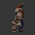 Woman With Red Hair Carrying Large Axe Wearing Armor With Skull Decorations And Fur