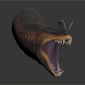 Fierce Dinosaur Head With Open Mouth Sharp Teeth Horn And Textured Skin