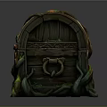 Decorative Wooden Treasure Chest With Brass Accents Intricate Lock Green Vines And Gemstones