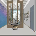 Hotel Lobby Interior With Wooden Ceiling Curved Structure Reception Desk And Colorful Children's Area
