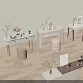 Modern Stylish Dressing Tables With Mirrors Drawers And Green Plants In Showroom
