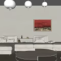Modern Corner Sofa Home Multi-person Sofa Coffee Table Combination Chandelier Combination Hanging Picture 3d model