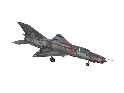 Camouflage Painted Military Fighter Jet With Sharp Nose And Landing Gear 3d model