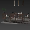 New Chinese Tea Table and Chair Dining Table 3d model