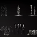 Various Decorative Water Fountain Designs With Different Spray Patterns And Water Jets