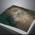 Modern 3D Terrain Model With Green Vegetation Brown Terrain And White Summit