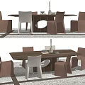 Elegant Modern Dining Table Set With Wooden Tabletop And Brown White Chairs