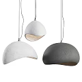 Modern Two Tone Hemispherical Pendant Light In White And Gray With Concrete Texture 3d model
