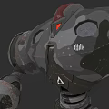 Camouflage Robot Game Movie Character With Red Eye And Worn Mechanical Parts