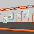 Vibrant Photo Check In Spot With Orange Frame Structure Sporty Figure Posters And Badminton Rackets