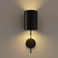 Modern Black Wall Sconce with Cylindrical Shade Mounted on Wall and Warm Lighting Effect 3d model