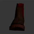 Brown Leather Chelsea Boots With Red Elastic Side And Red Textured Sole