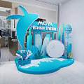 Blue Ocean Themed Photo Check in Spot With Moya Dolphin Coral And Waves