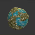 Detailed 3D Earth Model With Blue Ocean Brown Land And Shiny Reflective Surface