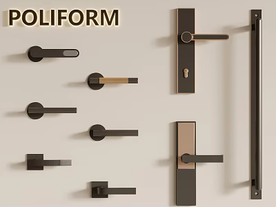 Poliform Modern Door Handles With Various Metal Styles And Lock Components 3d model