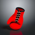 Red Boxing Glove With Black Trim And White Laces For Daily Use