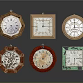 Vintage Decorative Clocks With Various Shapes And Classic Designs On 3d model