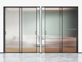 Modern sliding door Changhong glass sliding door ice crack art glass sliding door 3d model