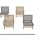 Modern Leisure Chairs With Rattan Weave And Wooden Frame In Gray And Beige