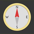 Golden Framed Compass With Red Needle And Directional Letters On Black Background