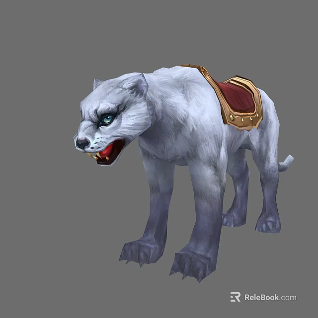 Majestic White Mythical Feline Creature With Red Saddle As Fantasy Mount 3d model 