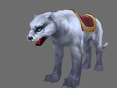 Majestic White Mythical Feline Creature With Red Saddle As Fantasy Mount 3d model
