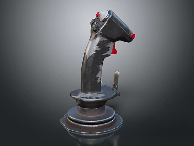 Black Industrial Mechanical Part Featuring Red Button And Circular Base Structure 3d model