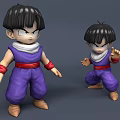 Game Movie Character With Purple Outfit Black Short Hair Different Action Poses