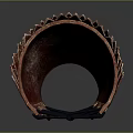 Intricate Handcrafted Woven Vessel With Reddish Brown Texture And Black Ropes