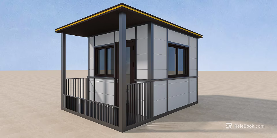 Modern Shipping Container Building Exterior Design With White Black Walls Balcony Windows And Door 3d model 
