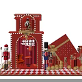 Vintage Candy Theme Photo Spot With Nutcracker Soldiers Red Building And Checkered Floor