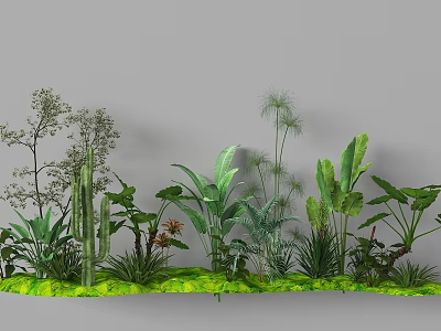 Lush Garden Landscape Design Featuring Various Green Plants And Tropical Foliage 3d model
