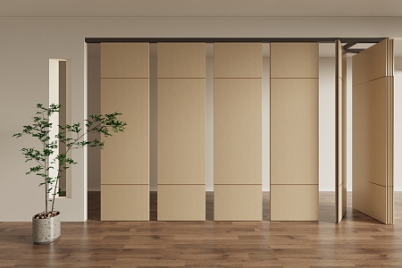 Modern wooden sliding door 3d model