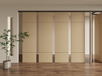 Modern wooden sliding door 3d model