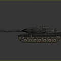 Green Military Tank With Long Barrel Tracks And Antennas On Gray Background