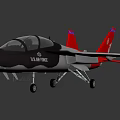 Gray Black And Red Fighter Jet With Red Tail And Cockpit 3D Model Design