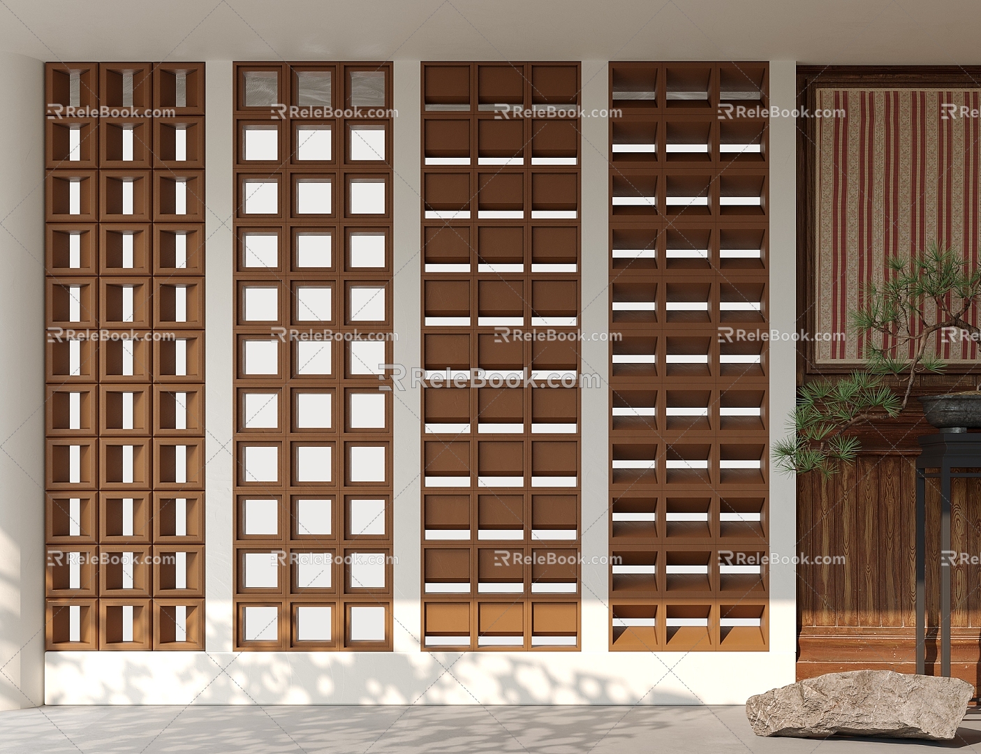 Modern brick wall partition 3d model