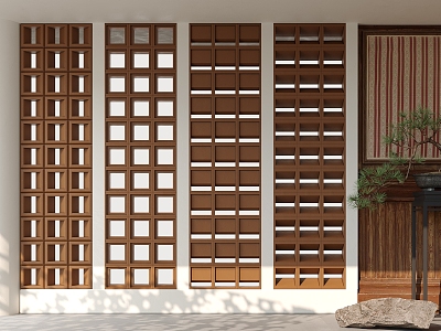 Modern brick wall partition model