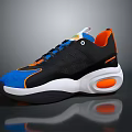 Modern Stylish Sports Shoes With Black Blue Orange Color And Thick Sole Design