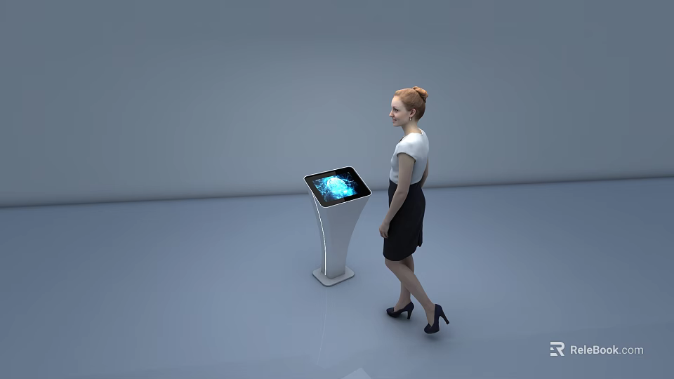 Public Interactive Touchscreen Kiosk Facility With Digital Display For Users 3d model 