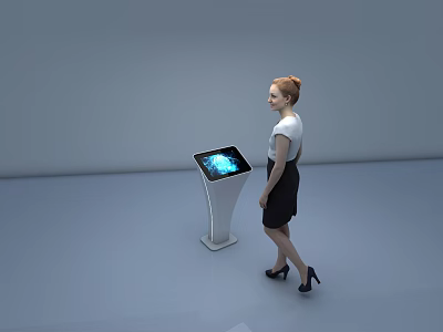 Public Interactive Touchscreen Kiosk Facility With Digital Display For Users 3d model
