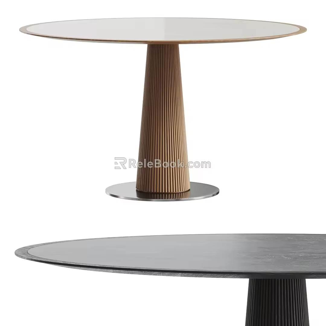 Middle Ancient Round Dining Table Nordic Dining Table Log Wind Dining Table Solid Wood Dining Table Rock Plate Dining Table 3d model