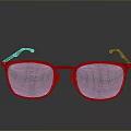 Stylish Black Frame Eyeglasses With Purple Temples White Lenses And Reflection