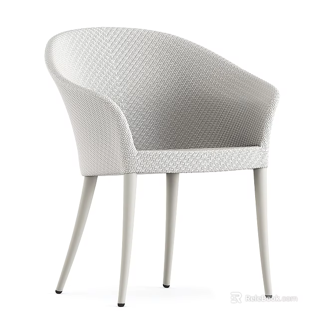Modern Woven Leisure Chair With Armrest And Slim Metal Legs Design 3d model 