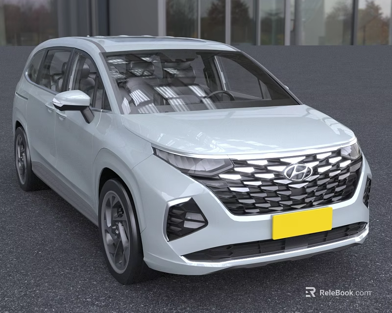 White Hyundai MPV Car With Modern Front Grille And Sleek Body Design 3d model 
