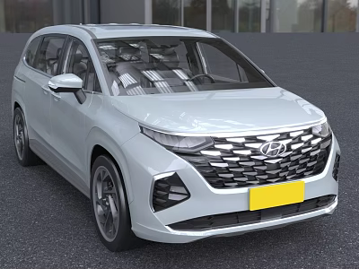 White Hyundai MPV Car With Modern Front Grille And Sleek Body Design 3d model